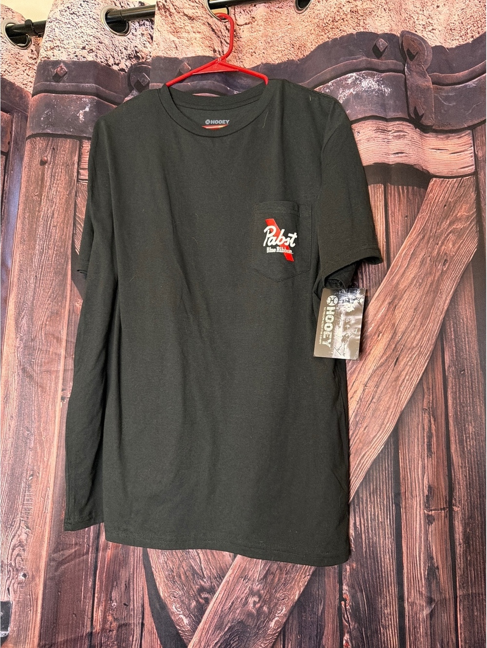 NWT Hooey Pabst Blue Ribbon Black Graphic T-Shirt Size Large